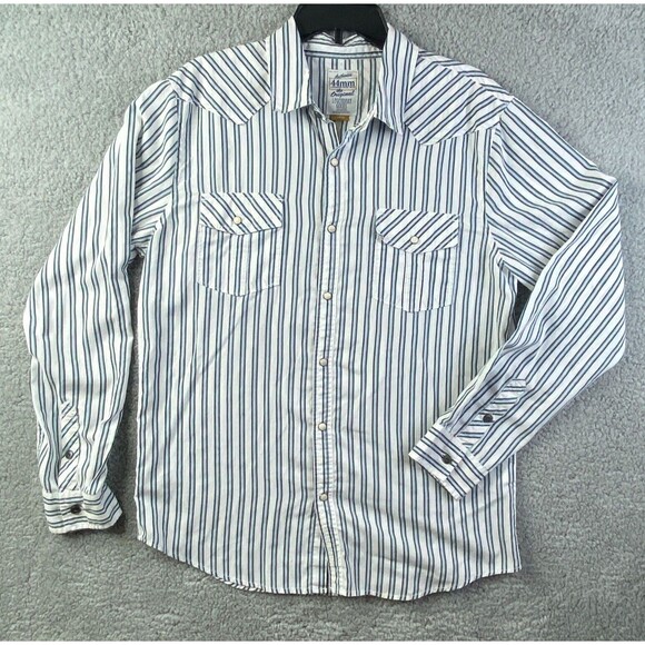 44MM Authentic Legendary Work Wear Mens Large Striped Western Pearl Snap - Picture 1 of 13